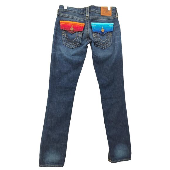 True Religion Women's Faded Denim Jeans Size 25 Straight Leg Color Blue - Picture 8 of 11